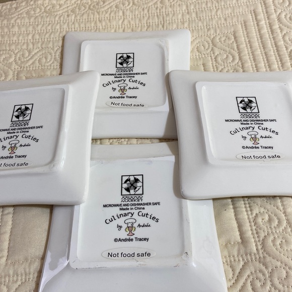 MWW Market Culinary Cuties by Andrew Tracey set 4 ceramic small square - Picture 8 of 9